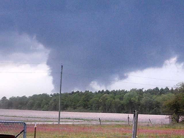 Tornado on the ground, Greene County North Carolian April 25 2014 (Courtesy WNCT)